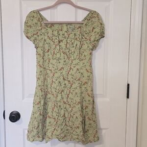 Art Class Girls Green Summer Floral Dress Red & Pink Flowers XXL (16/18)